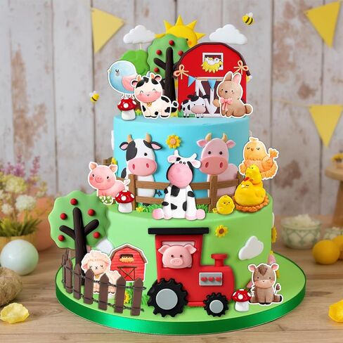 20Pcs Farm Cake Decorations Farm Cake Topper for Animal Farm Baby Shower Supplies in Saudi Arabia