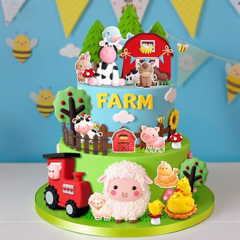 20Pcs Farm Cake Decorations Farm Cake Topper for Animal Farm Baby Shower Supplies in Saudi Arabia