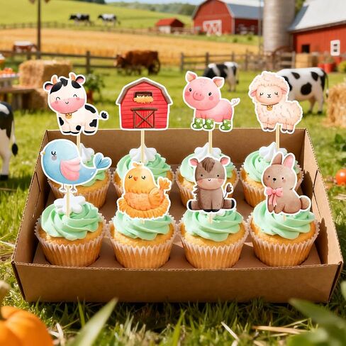 20Pcs Farm Cake Decorations Farm Cake Topper for Animal Farm Baby Shower Supplies in Saudi Arabia