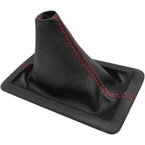 Black Carbon Fiber Synthetic Leather Shift Boot Cover in Red Stitch Compatible with Ford Mustang GT Convertible Coupe V8 V6 2005 2006 2007 2008 2009 (Made in USA) in Saudi Arabia