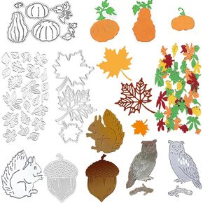 6Set Autumn Metal Cutting Dies for Scrapbooking Craft Album Embossing Template Stencils Including Maple Leaf Pumpkin Squirrel for Thanksgiving Festival Art Craft Card Making DIY in Kuwait