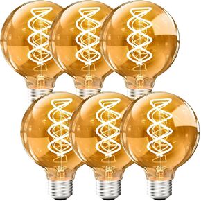 G80 Vintage Edison Light Bulbs Dimmable 4W (40W Equivalent) Led Filament Bulbs White Warm 2700K CRI80+ E26 25000hours Decorative Globe Amber Glass Light Bulbs for Home Yard Restaurant(2PCS) in Saudi Arabia