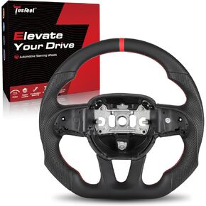 Steering Wheel, Full Leather D-Shaped Flat-Bottom Steering Wheel for Dodge/Jeep Grand Cherokee/SXT/GT/RT/SRT/HELLCAT 15-24, Perforated Leather Grip, Premium Replacement Auto Steering Wheel in Kuwait