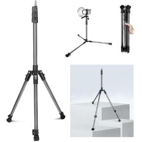 Extendable Tripod Aluminum, Portable Adjustable Light Stand with 1/4" Screw Phone Holder & Remote, Ball Head Camera Phone Tripod for Camera iPhone Video Light Smartphone, Lightweight for Travel in Kuwait