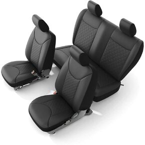 GIANT PANDA Full Set Seat Covers for Jeep Wrangler JK 4 Door 2013-2017 Sahara Sport Rubicon Unlimited Willys Wheeler Altitude,Faux Leather Seat Protectors (Full Set, Black) in Kuwait