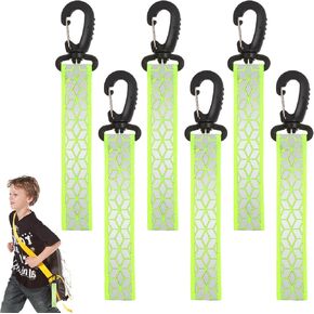 6Pcs Reflective Strips, Safety Reflector Pendants Reflective Pendants Safety Key Chains Reflective Tags Keyring for Backpack Clothes Wheelchair Cycling Walking Running(Green, Black, Orange) in Kuwait