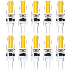لمبة G4 LED 2 وات، 20 وات مكافئ هالوجين، أبيض دافئ 3000 ك، تيار متردد/تيار مستمر 12 فولت، مصابيح إضاءة قاعدة T3 JC ثنائية الدبوس لإضاءة عفريت تحت الخزانة، ثريا، إضاءة المناظر الطبيعية، 10 عبوات in Kuwait