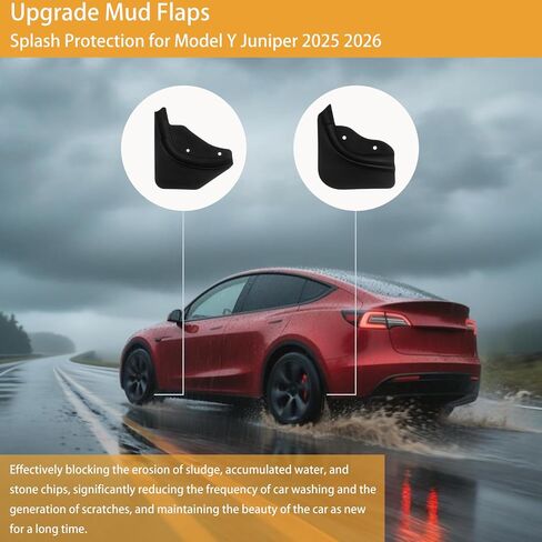 Mud Flaps for Tesla Model Y Juniper Accessories 2026 2025, Mud Guards for Tesla Model Y Juniper, TPE All-Weather Protection Mud Flaps [Protect Paint, No Drilling Required] Black (Set of 4) in Saudi Arabia