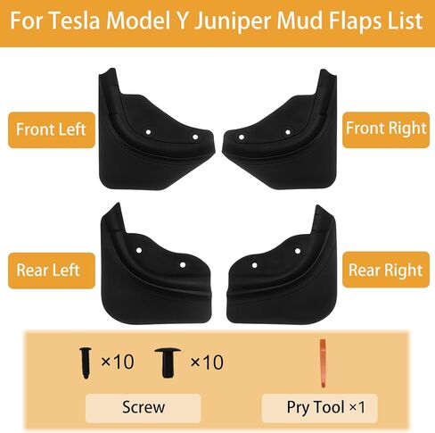 Mud Flaps for Tesla Model Y Juniper Accessories 2026 2025, Mud Guards for Tesla Model Y Juniper, TPE All-Weather Protection Mud Flaps [Protect Paint, No Drilling Required] Black (Set of 4) in Saudi Arabia