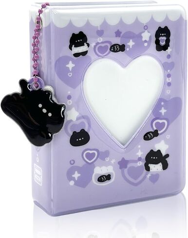 Mini Photo Album for Fujifilm Instax Mini Film, Ideal for Polaroid 2x3 Photos, Kpop Photocard Binder with Heart Cutout Cover, Hanging Hole for Pendant, 40 Pockets, 6 Styles, Pocket-Size Album (Purple) in Saudi Arabia