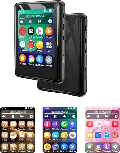 64GB MP3 Player with Bluetooth 5.3, Full Touch Screen Mp3 Mp4 Music Player Built-in Speaker,FM Radio,Voice Recorder,Ebook,Support 256GB TF Card,Shuffle. Earphones Included in Saudi Arabia