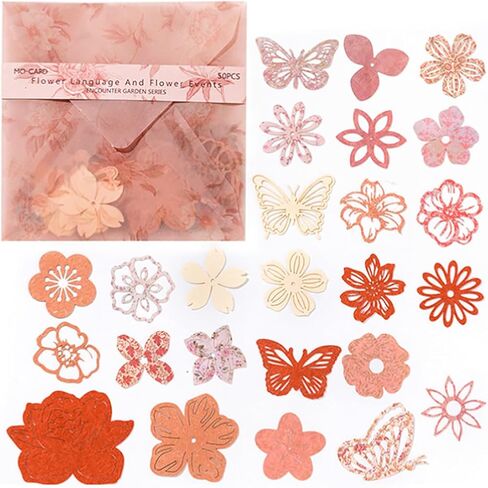 Decorative Paper Scrapbook - 50PCS Delicate Floral with Intricate Cutouts,Journal Embellishments in Saudi Arabia
