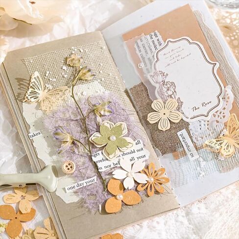 Decorative Paper Scrapbook - 50PCS Delicate Floral with Intricate Cutouts,Journal Embellishments in Saudi Arabia