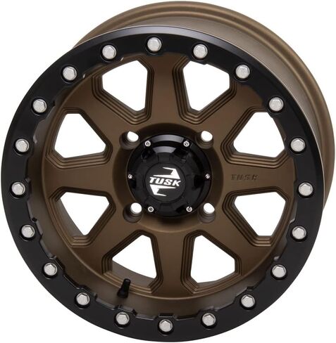مجموعة Tusk مكونة من إطارات Tusk TERRABITE شديدة التحمل ذات 8 طبقات UTV مقاس 32x10-15 على عجلات UINTA Beadlock - متوافقة مع نمط مسمار HONDA TALON 1000 UTVs 4/137 يتضمن صواميل العروة (5+2 إزاحة عجلة، برونزية) in Saudi Arabia