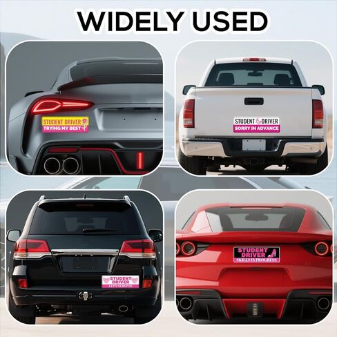5pcs Student Driver Magnet, Cute Pink Student New Driver Magnetic Car Magnet Please Be Nice Trying My Best Decal Reflective Bumper Sticker Rookie Safety Novice Beginner Warning Sign for Car Learner in Saudi Arabia