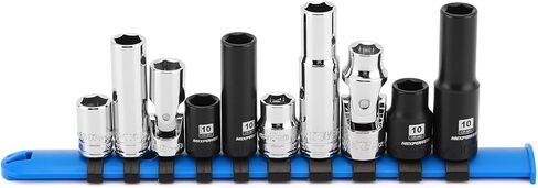 MIXPOWER 10 PCS 1/4" & 3/8" Drive 10mm 6 Point Single Size Socket Set, Universal Joint, Deep& Standard Socket Set in Saudi Arabia