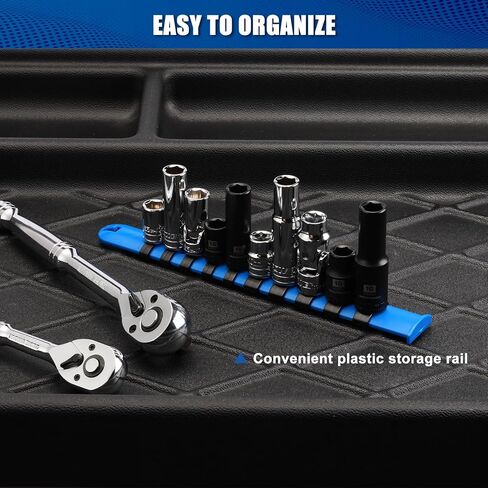 MIXPOWER 10 PCS 1/4" & 3/8" Drive 10mm 6 Point Single Size Socket Set, Universal Joint, Deep& Standard Socket Set in Saudi Arabia