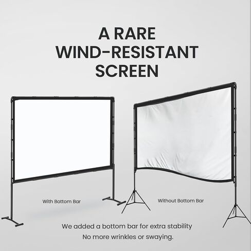 2024 Upgraded Portable Projector Screen - Black Backing,100-A Straight Edges, Foldable, Washable and Wrinkle-Free - for Indoor Home Theater and Outdoor Cinema - 100 inch White 16:9 by IOLIEO in Saudi Arabia