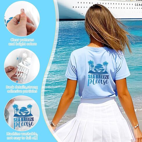 Summer Iron on Transfers for T-Shirts, 24 Pcs Sunset DTF Transfers Ready to Press, Family Vacation leton Iron on Patch Decals, Heat Transfer Vinyl for Bag Clothing DIY Craft in Saudi Arabia