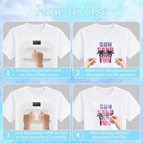 Summer Iron on Transfers for T-Shirts, 24 Pcs Sunset DTF Transfers Ready to Press, Family Vacation leton Iron on Patch Decals, Heat Transfer Vinyl for Bag Clothing DIY Craft in Saudi Arabia