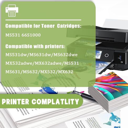 MS531 66S1000 Toner Cartridge Compatible for Lexmark MS531 66S1000 Toner Cartridges Work for Lexmark MS531dw MS631dw MS632dwe MX532adwe MX632adwe Printers in Saudi Arabia