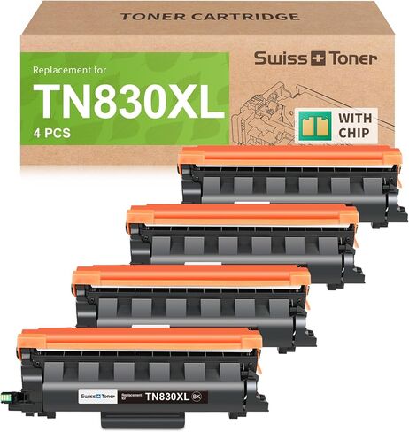 خراطيش حبر متوافقة TN830XL ​​TN830 TN830 XL TN-830 TN-830XL ​​بديلة لطابعة Brother DCP-L2640DW HL-L2460DW L2480DW MFC-L2820DW XL HL-L2405W HL-L2400D 2465DW، 4 عبوات سوداء in Kuwait