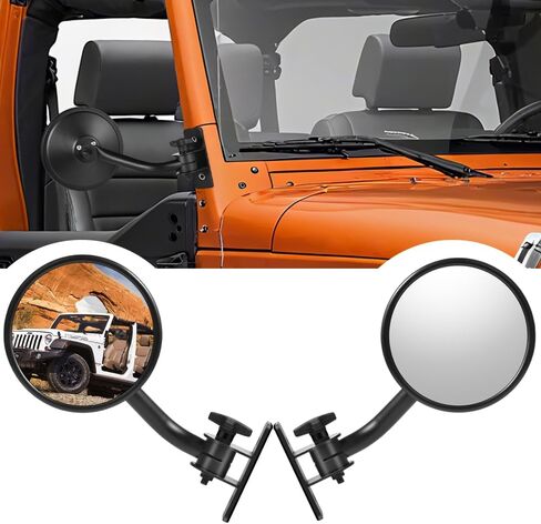 مرايا أبواب مغلقة متوافقة مع رانجلر JK JKU TJ 1997-2018، مرايا جانبية رانجلر بدون أبواب للأبواب الآمنة خارج القيادة (دائرية) in Saudi Arabia