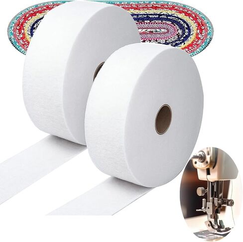 2 Rolls 1/4 Inch Jelly Roll Batting Strips, 70 Yards Total Extra Thick Needle Punched Batting for Rug Making, Flexible Quilt Batting for Jelly Roll Rugs & Fabric Tube Maker Tool ﻿ in Saudi Arabia