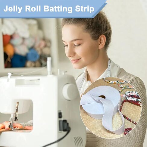 2 Rolls 1/4 Inch Jelly Roll Batting Strips, 70 Yards Total Extra Thick Needle Punched Batting for Rug Making, Flexible Quilt Batting for Jelly Roll Rugs & Fabric Tube Maker Tool ﻿ in Saudi Arabia