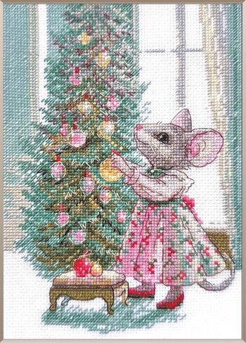 Aine - Merry Mouse A1026، مجموعات غرز متقاطعة لعيد الميلاد مقاس 6 بوصات × 8¼، مجموعات غرز متقاطعة احتفالية للمبتدئين والمتقدمين، مجموعة خياطة متقاطعة للكبار، مجموعة خياطة تطريز الحيوانات in Kuwait