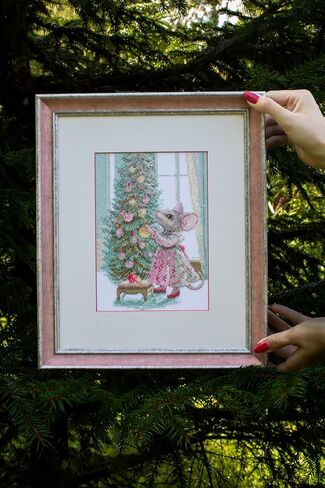 Aine - Merry Mouse A1026، مجموعات غرز متقاطعة لعيد الميلاد مقاس 6 بوصات × 8¼، مجموعات غرز متقاطعة احتفالية للمبتدئين والمتقدمين، مجموعة خياطة متقاطعة للكبار، مجموعة خياطة تطريز الحيوانات in Kuwait