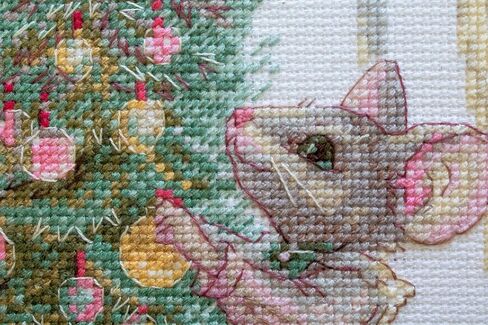 Aine - Merry Mouse A1026، مجموعات غرز متقاطعة لعيد الميلاد مقاس 6 بوصات × 8¼، مجموعات غرز متقاطعة احتفالية للمبتدئين والمتقدمين، مجموعة خياطة متقاطعة للكبار، مجموعة خياطة تطريز الحيوانات in Kuwait