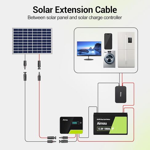 سلك لوحة شمسية 10AWG، كابل تمديد شمسي 2 × 50 قدم 6 مم² أحمر وأسود 84 جديلة من الأسلاك الكهروضوئية النحاسية المعلبة، XLPE معزول مقاوم للحريق والأشعة فوق البنفسجية للنظام الكهروضوئي خارج الشبكة RVs والقوارب والسيارات in Kuwait