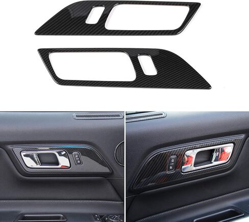 JeCar Carbon Fiber Interior Door Handle Trim Fit for Ford Mustang 2015-2024 Interior Accessories in Kuwait