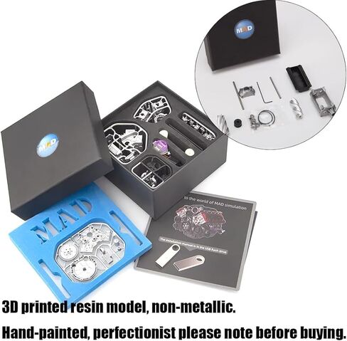 مجموعات محرك V8 صغيرة تعمل، مجموعة محرك V8 طراز Cison Engine MAD RC مجموعات نماذج محرك للبالغين للبناء، مناسبة للسيارة AX90104 SCX10Ⅱ Capra VS4-10 Pro/Ultra (محرك V8 + شاحن فائق) in Kuwait