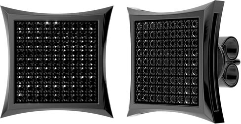 Dazzlingrock Collection Round Black Diamond Micro Pave Dice Shape Unisex Stud Earring (0.23 ctw, Color Black, Clarity Opaque) in Black Plated 925 Sterling Silver in Saudi Arabia