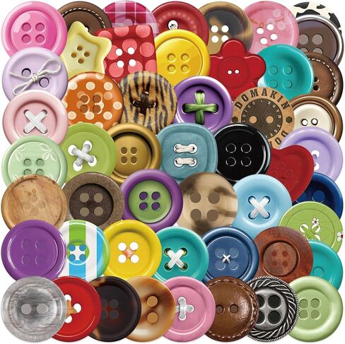 Cute Button Stickers for Kids,50pcs Button Waterproof Vinyl Sticker for Laptop Water Bottle Phone Case Skateboard Refrigerator Hydro Flasks in Saudi Arabia