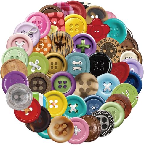 Cute Button Stickers for Kids,50pcs Button Waterproof Vinyl Sticker for Laptop Water Bottle Phone Case Skateboard Refrigerator Hydro Flasks in Saudi Arabia