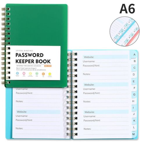 Password Keeper Notebook Coil Book Journal Notebook A6 MINI Size Spiral Password Keeper Book Internet Address(Green) in Saudi Arabia