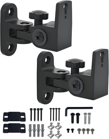 Speaker Wall Mount, Speaker Mount Wall，All Metal Speaker Wall Mount Bracket for Small Speakers Swivel & Tilt,Hold up to 15lbs,HD-151pro(2 Packs Black) in Saudi Arabia