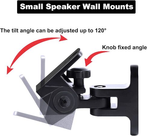 Speaker Wall Mount, Speaker Mount Wall，All Metal Speaker Wall Mount Bracket for Small Speakers Swivel & Tilt,Hold up to 15lbs,HD-151pro(2 Packs Black) in Saudi Arabia