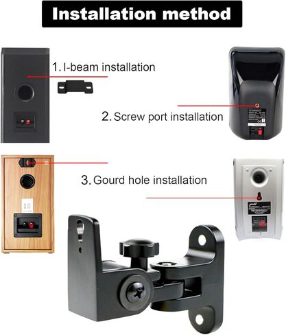 Speaker Wall Mount, Speaker Mount Wall，All Metal Speaker Wall Mount Bracket for Small Speakers Swivel & Tilt,Hold up to 15lbs,HD-151pro(2 Packs Black) in Saudi Arabia