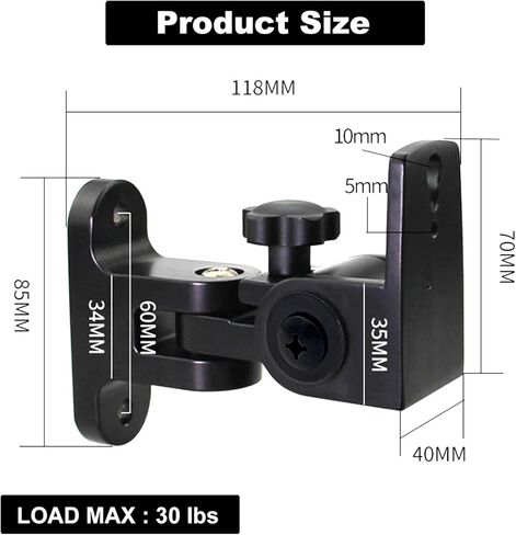 Speaker Wall Mount, Speaker Mount Wall，All Metal Speaker Wall Mount Bracket for Small Speakers Swivel & Tilt,Hold up to 15lbs,HD-151pro(2 Packs Black) in Saudi Arabia