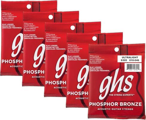 سلاسل GHS S325 أوتار جيتار صوتي برونزي فوسفور، خفيفة (.012-.054)، 3 مجموعات من S325 in Saudi Arabia