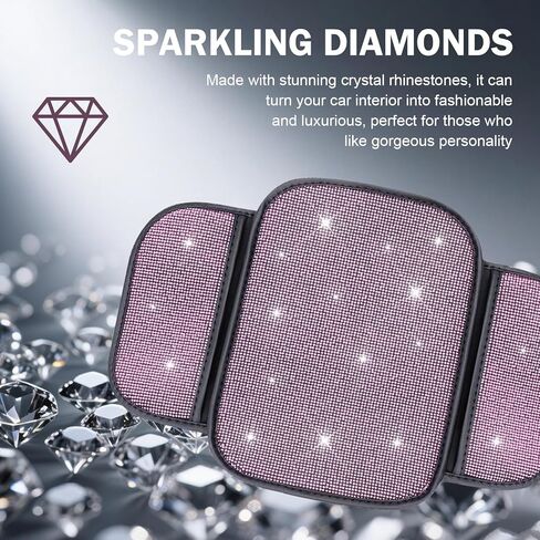 1 PC Bling Car Armrest Console Cushion, Fashionable Diamond Armrest Cover with Two Storage Bags, Crystal Soft Arm Rest Protective Cushion, Universal for Women, Ladies and Girls (White) in Kuwait