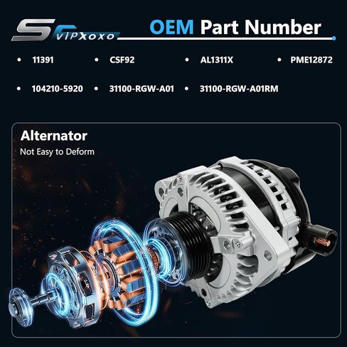 6-Groove Pulley 12V 70A Alternator For 2001-2005 1.7L Honda Civic/Acura El Replaces OE#13893,A5TA7091,A5TA7091,AFGA51,A5TA7091ZC,31100-PLM-A01,AMTO125,A5TA7191,31100- PLM-C01,31100-PLM-C02/A02 in Kuwait