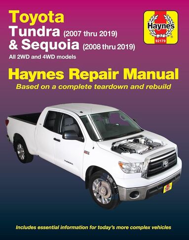 Toyota Tundra 2007 thru 2019 and Sequoia 2008 thru 2019 Haynes Repair Manual: All 2WD and 4WD models in Saudi Arabia