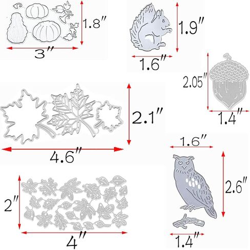 6 مجموعة من قوالب القطع المعدنية الخريفية لسكرابوكينغ ألبوم الحرف اليدوية قالب النقش الاستنسل بما في ذلك سنجاب اليقطين على شكل ورقة القيقب لمهرجان عيد الشكر وصنع البطاقات الفنية بنفسك in Kuwait