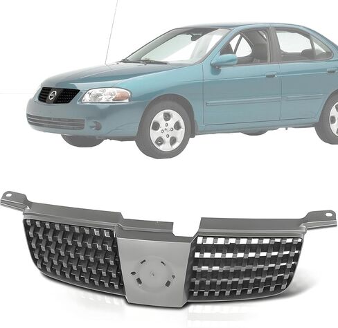 شبكة شواء أمامية CarPartsDepot متوافقة مع Nissan Sentra (كروم ورمادي داكن، 2007-2012 Sentra SE-R SR شبكة علوية) in Kuwait
