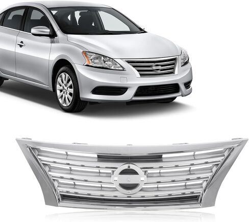 شبكة شواء أمامية CarPartsDepot متوافقة مع Nissan Sentra (كروم ورمادي داكن، 2007-2012 Sentra SE-R SR شبكة علوية) in Kuwait